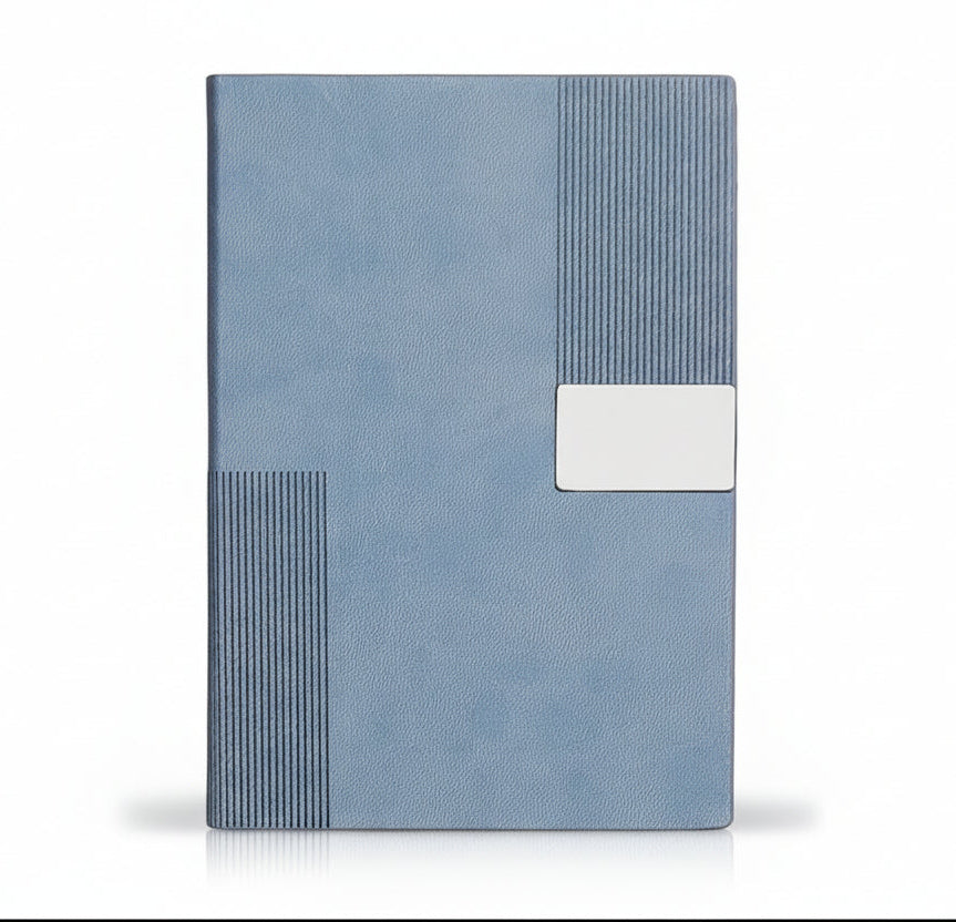 A5 Premium Textured Notebook with Metal Plate
