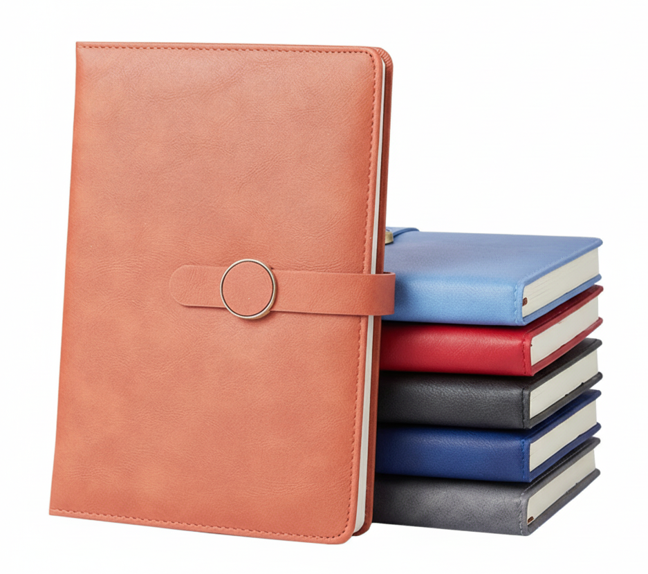 Premium PU Leather A5 Notebook with Circle Magnetic Closure