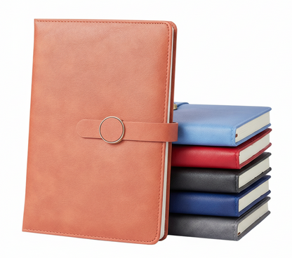Premium PU Leather A5 Notebook with Circle Magnetic Closure
