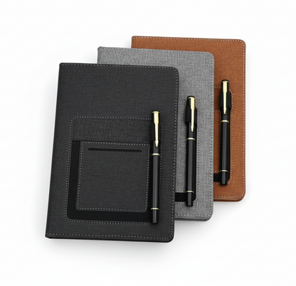 A5 Premium Fabric Notebook with Pen & Card Pocket