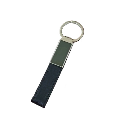 Black leather keychain with metal clip