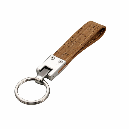Premium Long Cork Strap Metal Keychain – Eco-Friendly Corporate Gift