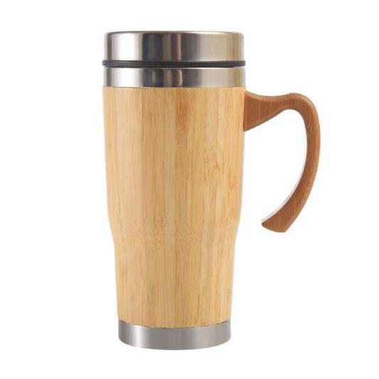 Bamboo Stainless Steel Tumbler With Handle