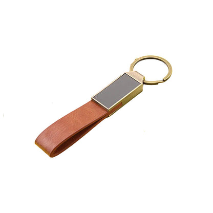 Black leather keychain with metal clip
