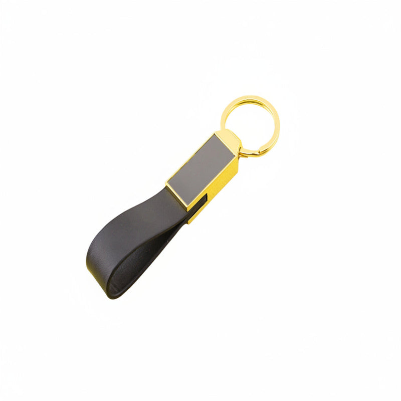 Black leather keychain with metal clip
