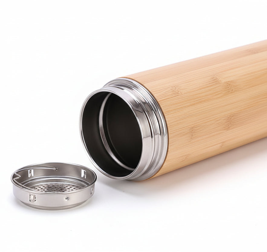 Insulated Bamboo Finish Flask – Hot & Cold Premium Bottle(450ml)