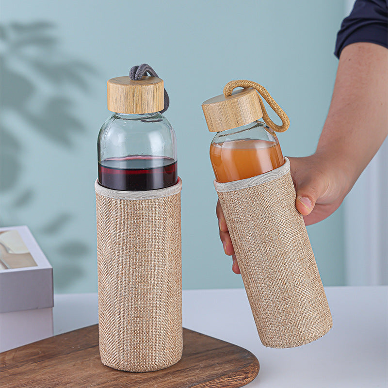 500ML Glass Bottle with Jute Cover – Eco-Friendly & Stylish