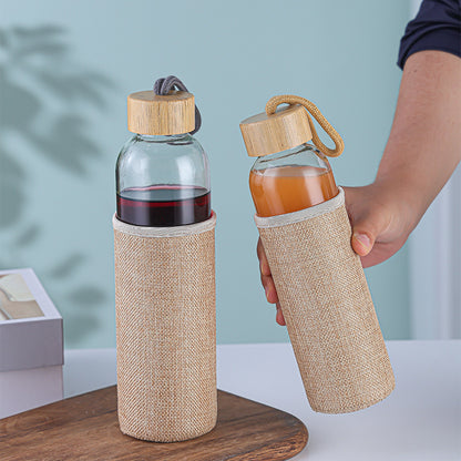 500ML Glass Bottle with Jute Cover – Eco-Friendly & Stylish