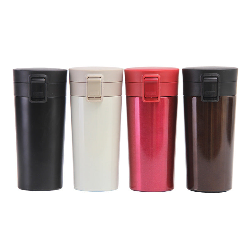 Push Button Stainless Steel Coffee Mug (420ml)