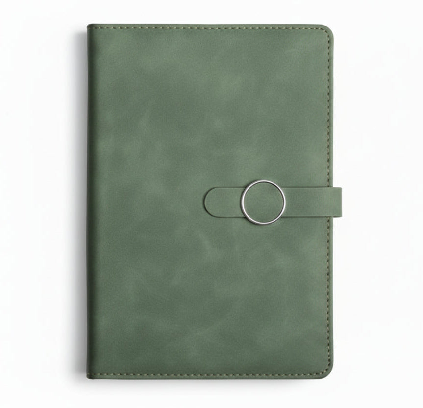 Premium PU Leather A5 Notebook with Circle Magnetic Closure