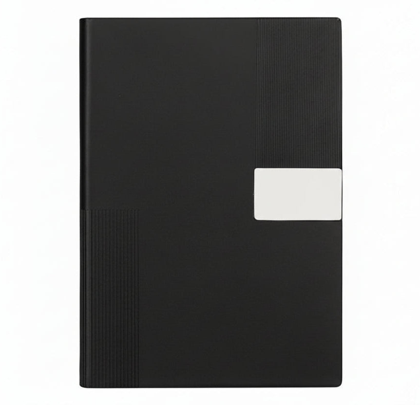 A5 Premium Textured Notebook with Metal Plate