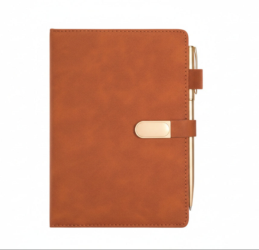 A5 PU Leather Notebook with Rectangular  Magnetic Closue
