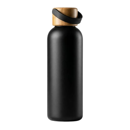 RUBBER COATING INSULATED BOTTLE WITH WOODEN CAP-500ML