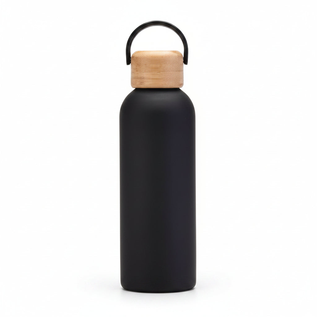 RUBBER COATING INSULATED BOTTLE WITH WOODEN CAP-500ML