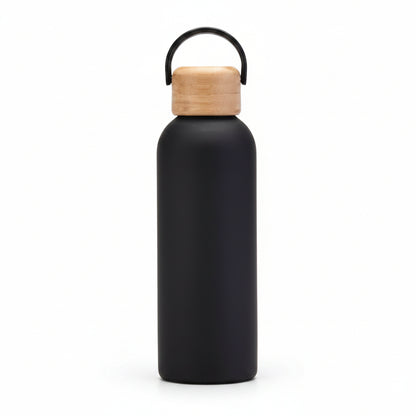 RUBBER COATING INSULATED BOTTLE WITH WOODEN CAP-500ML