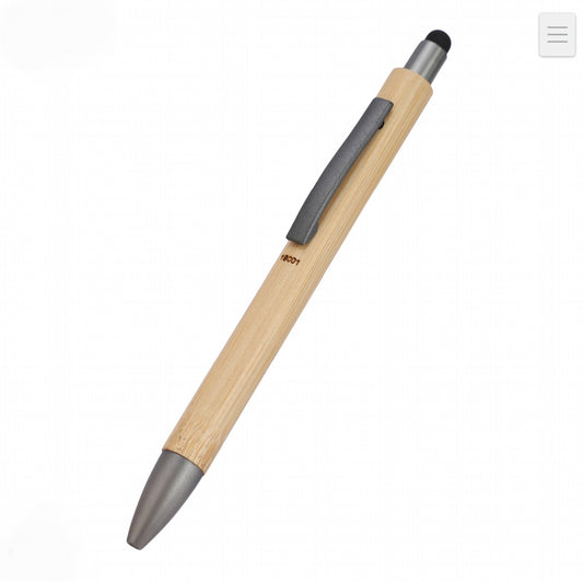 Eco-Friendly Bamboo Stylus Ballpoint Pen with Metal Accents