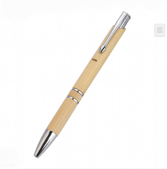 Eco-Friendly Bamboo Ballpoint Pen with Chrome Accents